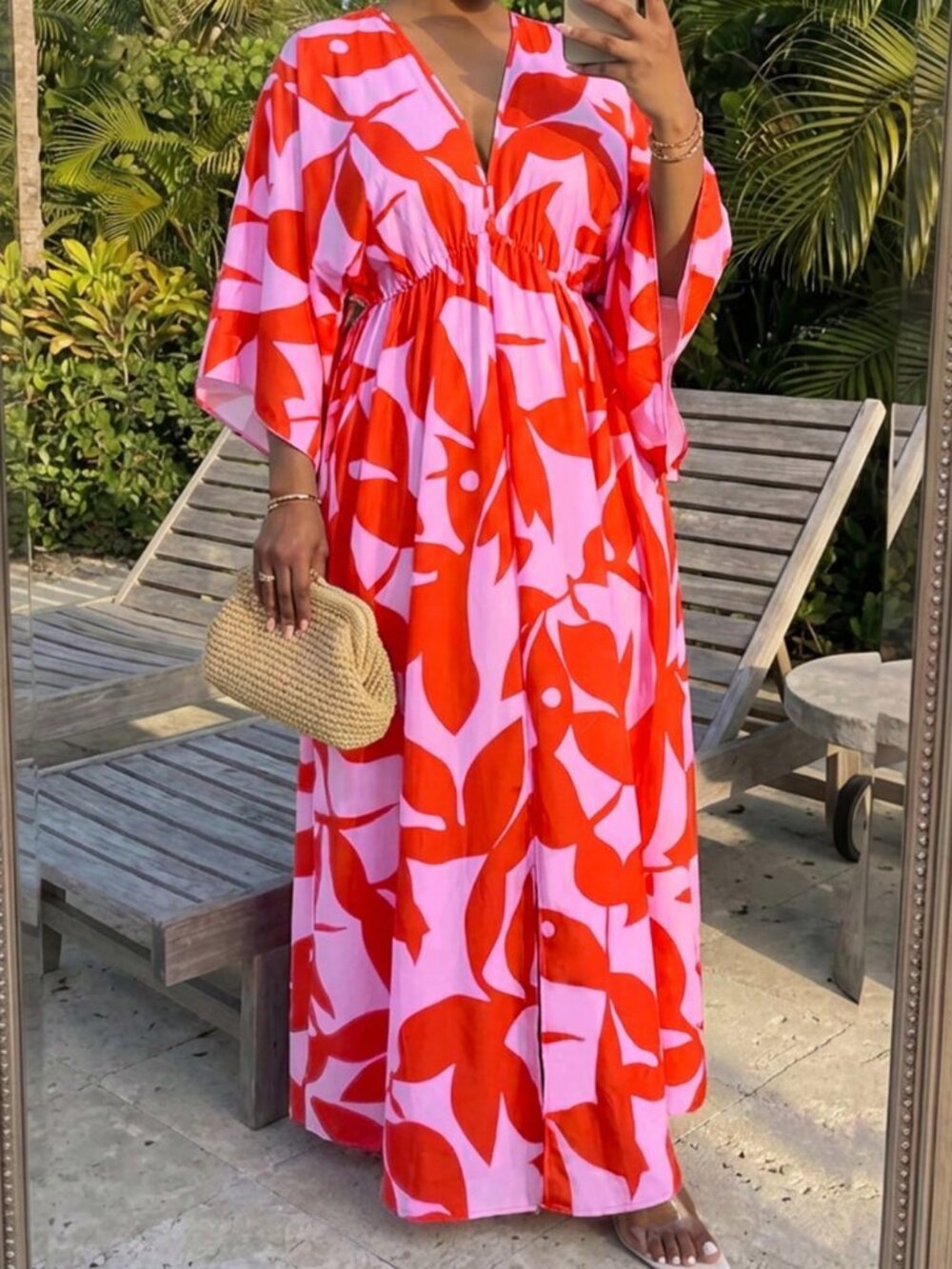 Multicolor Boho Women's Plus Size Floral Maxi Dress - Picture 6 of 6